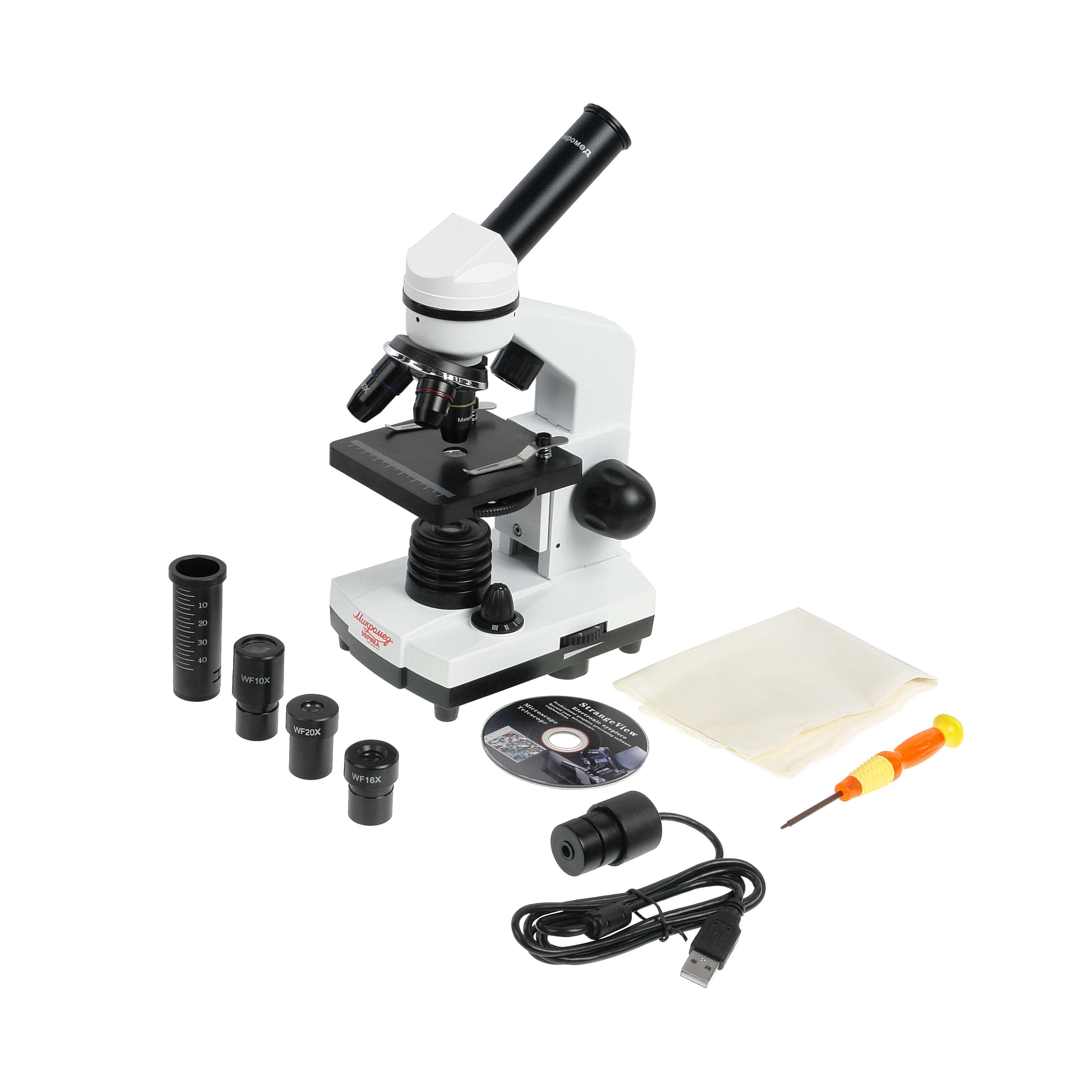 Микроскоп школьный Микромед Эврика 40x-1600x (вар. 2) с видеоокуляром